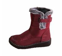 Snow Boots Women with Fur Lined Plus Size Waterproof Platform Winter Boots for Women Non Slip Warm Grace Ladies Shoes Wide Fit for Hiking Walking Office,Red,5.5