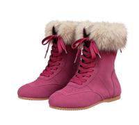 Snow Boots Womens Lace Up Waterpoorf Wide Fit Warm Lined Outdoor Booties | Ladies Winter Boot Warm Non Slip Flat for Outdoor Dog Walking Shopping Festival Party snow shoes for women Hot Pink 6.5