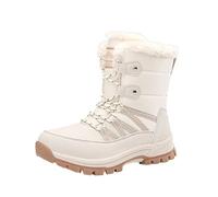 Snow Boots Women's Lined Half Height Winter Boots Leisure Winter Boots with Non-Slip Sole Winter Shoes Warm Plush Middle Tube Boots Soft Cowboy Western Boots Outdoor Windproof Women's Boots, beige, 5