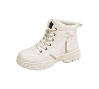 Snow Boots Womens Waterproof Trekking Boots Womens Comfortable Classic Water Resistant Booties Side Zipper Boot for Women Ankle Boot Short Single Shoes for Ladies Casual Shoes Suede Women White