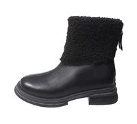 Snow Boots Womens Waterproof Trekking Boots Womens Stylish Lightweight Water Resistant Shoes Women's Spring and Autumn Winter Fashionable Thick Boot Thick Velvet Zipper Mid Tube Flat Non Cotton Shoes