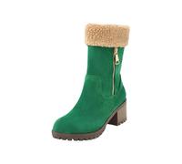 Snow Boots Womens Waterproof Walking Boots Womens Women's High Performance Warm Booties Soft Comfortable Can Adapt to The Cold Harsh Environment Booties Warm (Green, 5)