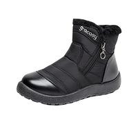 Snow Boots Women's Waterproof Winter Boots Warm Plush Lined Winter Shoes Fashion Side Zip Short Boots Lightweight Outdoor Cosy Barefoot Shoes Best Fitting, black, 8.5 UK