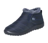 Snow Boots Womens Winter Boots Wide Fit Ankle Boots Waterproof Work Boots Warm Faux Fur Lined Boots Cotton Walking Boots Slip On Outdoor Booties Non Slip Short Flat Calf Boots Rond Toe Boots