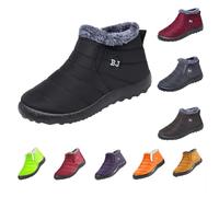 Snow Boots Womens Winter Boots Wide Fit Ankle Boots Waterproof Work Boots Warm Faux Fur Lined Boots Cotton Walking Boots Slip On Outdoor Booties Non Slip Short Flat Calf Boots Rond Toe Boots