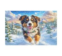 Snow Border Collie 1000 Piece Complete DIY Jigsaw Puzzle Collectors Mind Relaxation Educational Decorative Puzzle Gifts for Adults Recycled Cardboard 1000 PCS