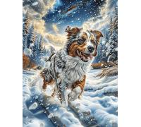 Snow Border Collie 1000-piece Jigsaw Puzzle Set Wild Animal Flowers For Adults Teens 14+ Logic Skill Indoor Game Family Game Night Summer Recycled Cardboard 1000 PCS