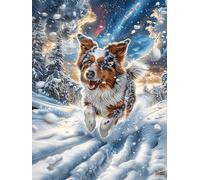 Snow Border Collie 1000 Pieces Jigsaw Puzzles Animals And Plants For Men Educational Decompression Adults Anxiety Memory Care Mothers Valentines Gift Eco Friendly Material 1000 PCS