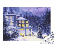 Snow Cabin Forest 1000 Piece Jigsaw Puzzle Puzzle Game for Family Winter Night View Relaxation Gift for Adults 70x50cm/1000pcs