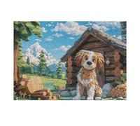 Snow Cabin Spaniel 300 Piece Jigsaw Puzzle for Adults Snow Day Activity Indoor Fun No Dust Pieces Great Gift for Neighbors 300 PCS