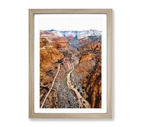 Snow Canyon State Park In Idaho Painting Modern Framed Wall Art Print, Ready to Hang Picture for Living Room Bedroom Home Office Décor, Oak A3 (34 x 46 cm)