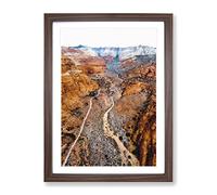 Snow Canyon State Park In Idaho Painting Modern Framed Wall Art Print, Ready to Hang Picture for Living Room Bedroom Home Office Décor, Walnut A3 (34 x 46 cm)