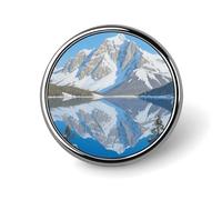 Snow-capped Mountains And Lake Reflections Backpack Pin Cute Brooch Decoration Brooches for Women Mens Lapel Pins for Suits Fashion Button Badges for Hat Backpacks Purses Jackets Shirt Suit Lapels-Cir