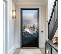 Snow-Capped Mountains Door Stickers, Interior Door Decal Snow-Capped Mountain Door Wall Mural Wallpaper, Self Adhesive Door Decals Bedrooms Room Home Decor 3D Door Murals Sticker 86 x 200 cm w.1404