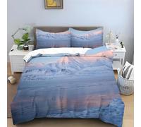 Snow-Capped Mountains Double Bedding Set North Pole Duvet Covers Adults, Soft Fluffy Microfibre Quilt Cover, Bedding Double Bed Set with Zipper Closure + 2 Pillowcases 50x75cm -Ai3586