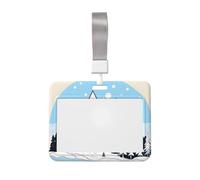 Snow-Capped Mountains Id Badge Holder with Lanyard-Horizontal Card Protector, Clear Abs Hard Shell for Work Office Events