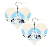 Snow-capped mountains Prints Stylish Heart-Shaped Earrings Lightweight Women'S Accessories Perfect For Parties And Valentine'S Day.