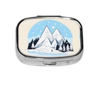 Snow-Capped Mountains Square mini Pill Box, Travel Pill Box, can be Put into Wallet or Pocket to Store a Variety of Small Items