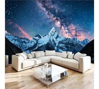 Snow-Capped Mountains Starry Sky 3D Photo Wallpaper Non-Woven Wall Mural Night Milky Way Wall Mural Decoration Poste Premium Wallpaper Wall Art for Living Room Bedroom W366xH254 13yf242