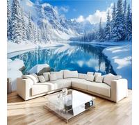 Snow-Capped Mountains Valleys 3D Photo Wallpaper Non-Woven Wall Mural Lakes Scenery Wall Mural Decoration Poste Premium Wallpaper Wall Art for Living Room Bedroom W300xH210 11yf37