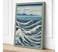 Snow-Capped Peaks Japandi Canvas Wall Art Print 18x12 Inch (46 x 30 cm)