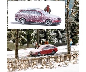 Snow car model + figure Action Set HO/OO Gauge Busch 7859