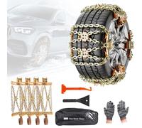 Snow Chains 4 PCS Iron Tire Chains with Ice Scraper for All Vehicle Types