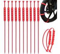 Snow Chains for E-bike Motorbike, 10Pcs Non-slip Tire Chains Wheel Chains for Snow Nylon Ice Breaking Multi-layer Teeth Winter Snow Tire Chains, Red, Tire Socks For Snow