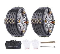 Snow Chains - Tire Chains | Tire Strap, 165-265mm Wheel Suv Trailer Lawn Mower, Tpu Straps and Metal Grippers, Ice Snow Mud Sand Safety, Easy Install Setup, for Winter Driving Trips