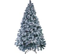 Snow Christmas Tree, 5Ft/1.5m Locked Christmas Tree White and Green, Solid Metal Stand for Xmas Christmas Holiday Decoration with Lights