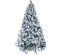 Snow Christmas Tree, 5Ft/1.5m Locked Christmas Tree White and Green with Pine Cones, Solid Metal Stand for Xmas Christmas Holiday Decoration