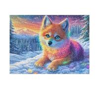 Snow Colorful Fox 500-piece Jigsaw Puzzle Set Snow Pine Sunset Family Puzzle Lovers Brain Training Indoor Game Family Game Night Summer Gift Durable Board 500 PCS
