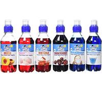 Snow Cone 250ml SnowyCone Flavours x 6 Mixed, RED Raspberry, Peach, Passion Fruit, Tropical, Kiwi, Mango, Pour and Seal Sports Caps