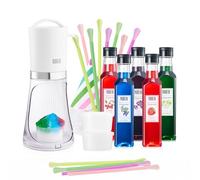 Snow Cone Machine Gift Set, Electric Shaved Ice Maker Kit & 5 Syrup Flavors - With 25 Cone Cups, 25 Straws & 4 Ice Molds, Frozen Dessert Maker, Kids Adults & Parties, Birthday, Hawaiin Slushie Machine