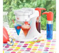 Snow Cone Maker Machine White 33x49x32.5cm Plastic Ice Shaver with Cups Spoons