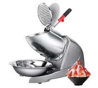 Snow Cone Maker, Stainless Steel Ice Crusher Machine with Dual Blades, 2000 RPM, 80kg/hour Output, Perfect for Cafes, Bars, Clubs and Parties