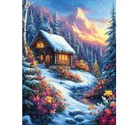 Snow Cottage 300 Pcs Jigsaw Puzzles Natural Scenery Animals Puzzles for Adults Teens Brain Game Fun Family Game Team Building Stress Reducing Autumn Thick Cardboard 300 PCS