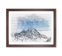 Snow Covered Aoraki Mount Cook In Abstract Modern Art Framed Print | A2 Walnut Framed Wall Art | Ready to Hang | Abstract Landscape Picture | Living Room Bedroom Lounge Office