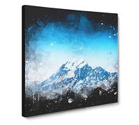 Snow Covered Aoraki Mount Cook Paint Splash Canvas Print | Gallery Wrapped 30mm Frame Wall Art | 20x20 inches | Ready to Hang | Modern Landscape Picture | Living Room Bedroom Lounge Office