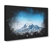 Snow Covered Aoraki Mount Cook Paint Splash Canvas Print | Gallery Wrapped 30mm Frame Wall Art | 30x20 inches | Ready to Hang | Modern Landscape Picture | Living Room Bedroom Lounge Office
