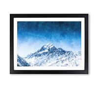 Snow Covered Aoraki Mount Cook Painting Modern Art Framed Print | A3 Black Framed Wall Art | Ready to Hang | Modern Landscape Picture | Living Room Bedroom Lounge Office
