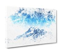 Snow Covered Aoraki Mount Cook Watercolour Canvas Print | Gallery Wrapped 30mm Frame Wall Art | 24x16 inches | Ready to Hang | Modern Landscape Picture | Living Room Bedroom Lounge Office