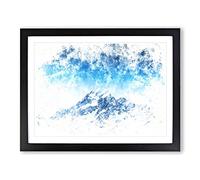 Snow Covered Aoraki Mount Cook Watercolour Modern Framed Print | A4 Black Framed Wall Art | Ready to Hang | Modern Landscape Picture | Living Room Bedroom Lounge Office