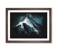 Snow Covered Mountain In India Paint Splash Modern Art Framed Print | A2 Walnut Framed Wall Art | Ready to Hang | Modern Landscape Picture | Living Room Bedroom Lounge Office