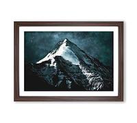 Snow Covered Mountain in India Painting Framed Print | A2 Walnut Framed Wall Art | Ready to Hang | Modern Landscape Picture | Living Room Bedroom Lounge Office