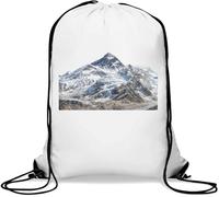 Snow-Covered Mountain Peak Landscape Gym Sack Casual Drawstring Bag White