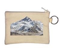 Snow-Covered Mountain Peak Landscape Key Chain Coin Purse Beige