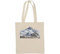Snow-Covered Mountain Peak Landscape Natural Cotton Tote Bag White