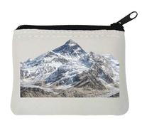 Snow-Covered Mountain Peak Landscape Neoprene Coin Purse Pouch 10x11cm White