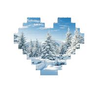 Snow-covered winter trees Printed Jigsaw Puzzle 10.8x12.8 CM, Heart-Shaped Puzzle Challenging Game for Adults, Fun Decorative Wall Decor